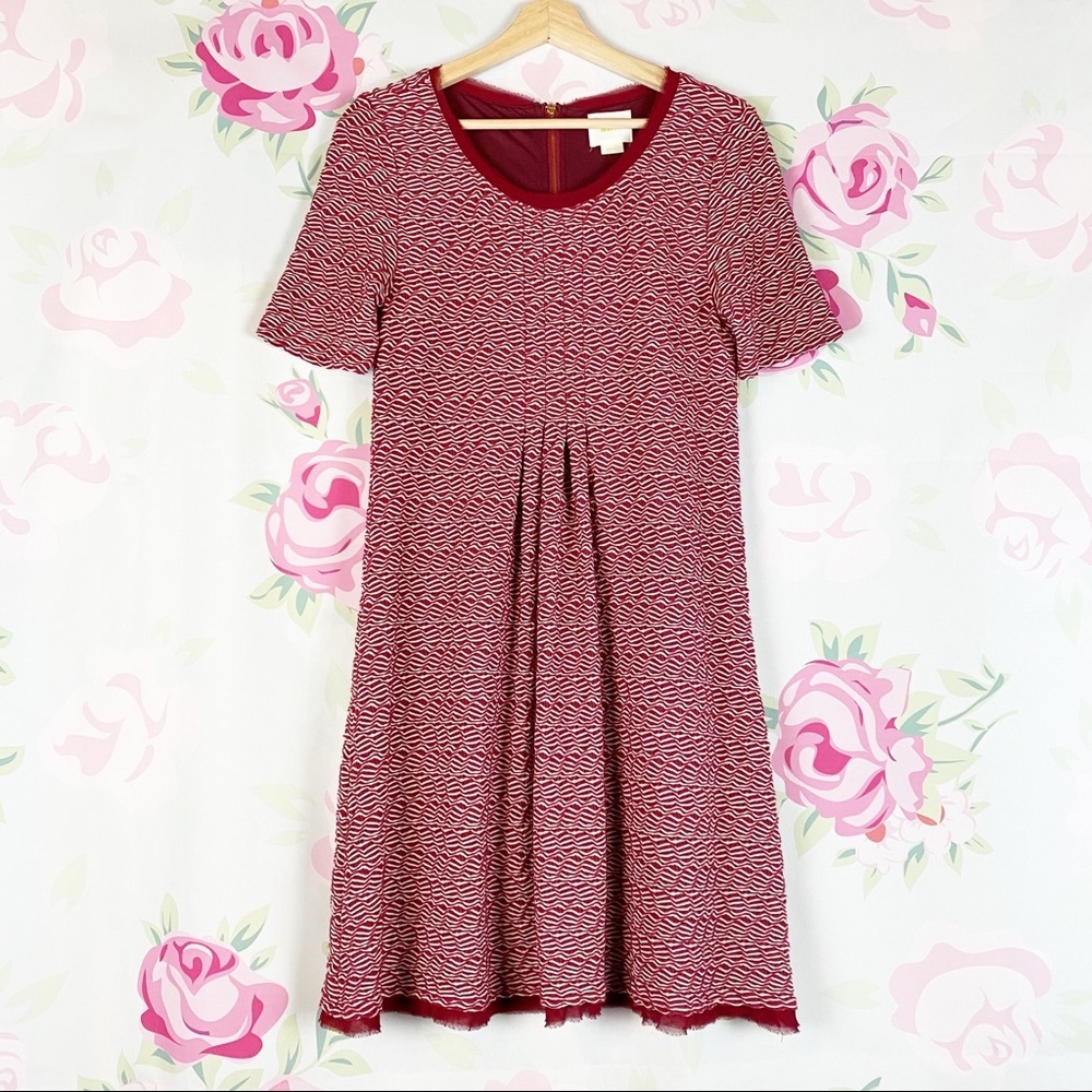 Anthropologie Red and White Patterned Dress